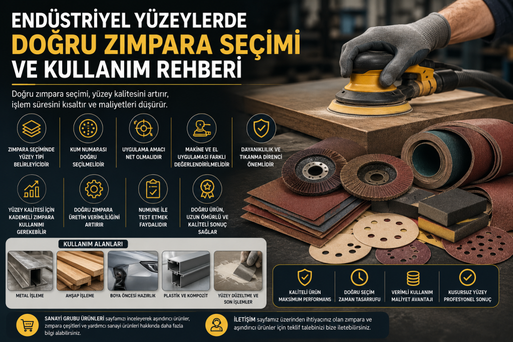 endüstriyel yüzeylerde doğru zımpara seçimi ve kullanım rehberi